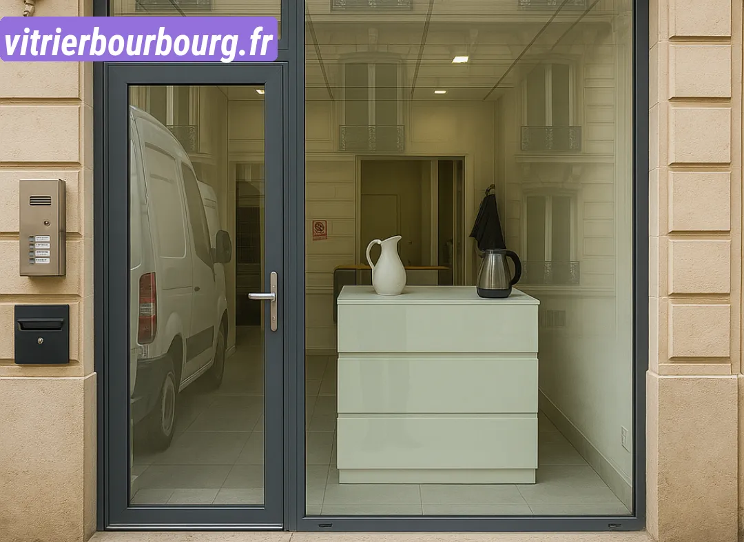 Façade vitrine de magasin en aluminium sur mesure à Bourbourg